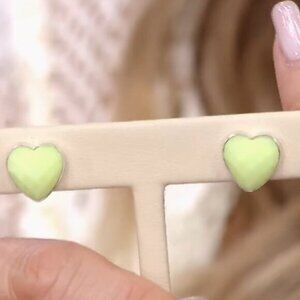 Jay King African Meadow Stone Sterling Silver Heart Stud Earrings NWT